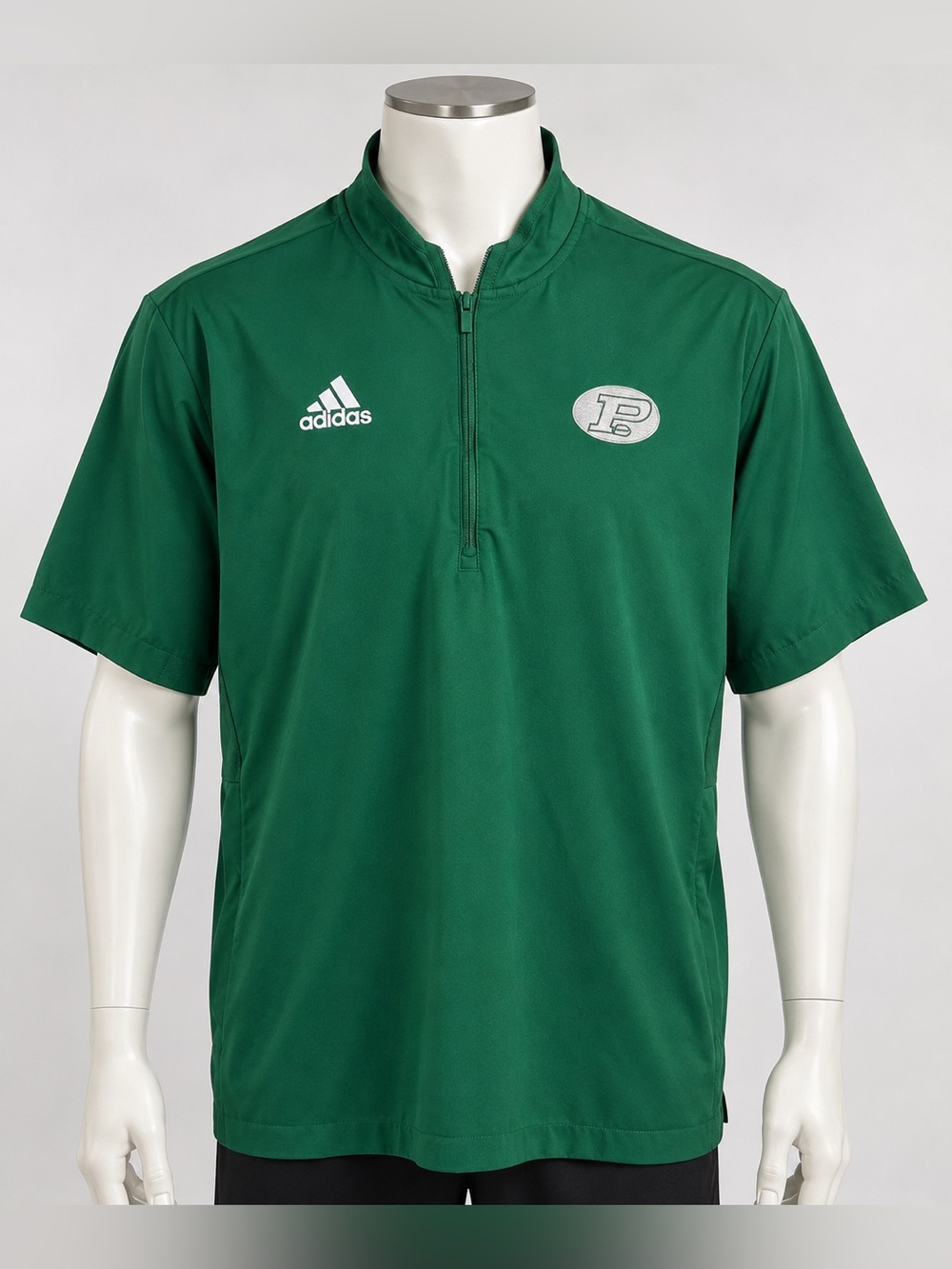 adidas Men’s XL Green 1/4 Zip Pullover Short Sleeve Athletic Top 100% Polyester